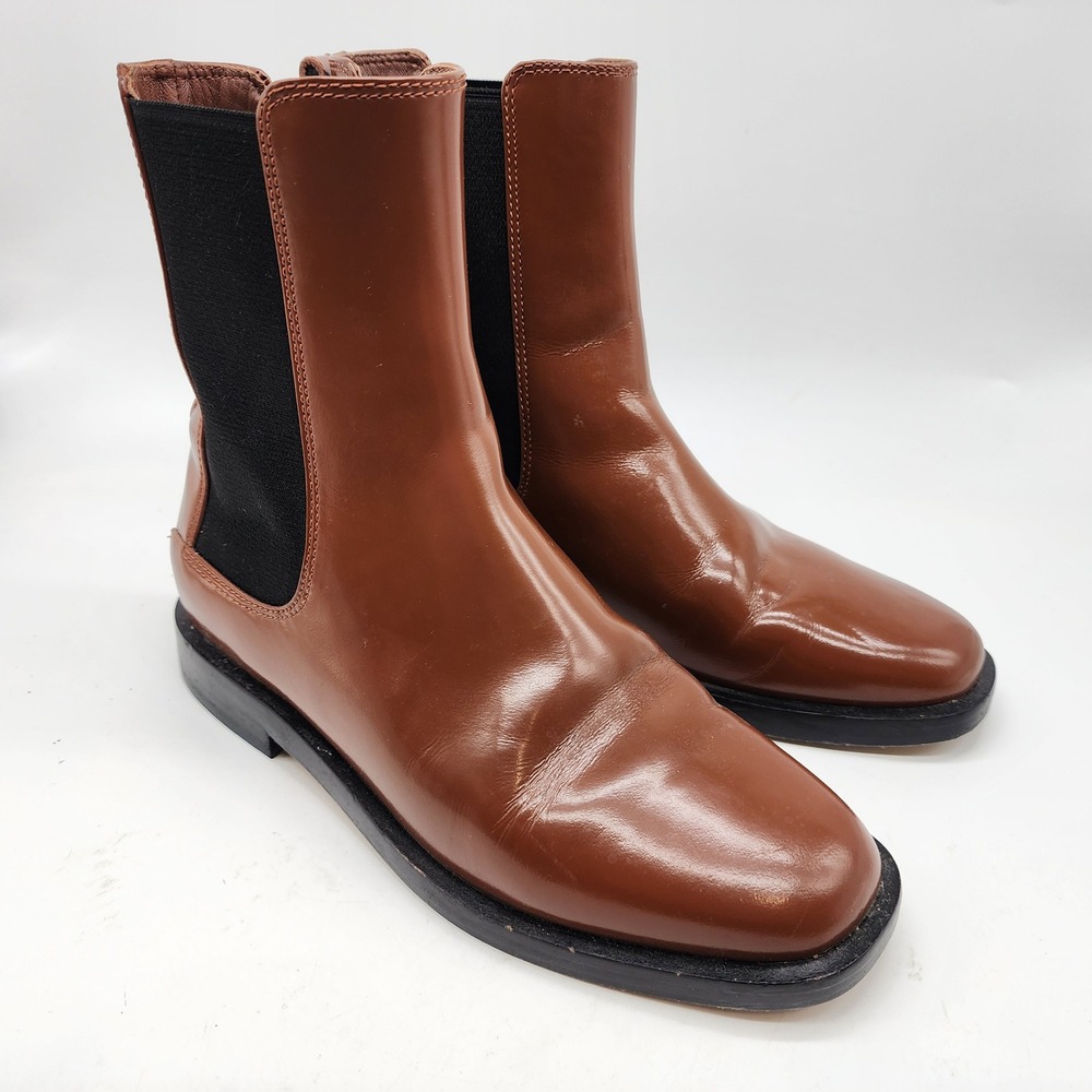 Everlane Chelsea Boot in Rum Women's 6.5 Brown Leather Ankle Square Toe